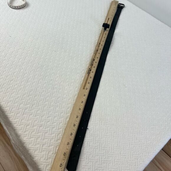 Vintage Faux Patent Leather Black Shiny Slim Waist Belt 80s Retro Whimsigoth - Picture 10 of 15